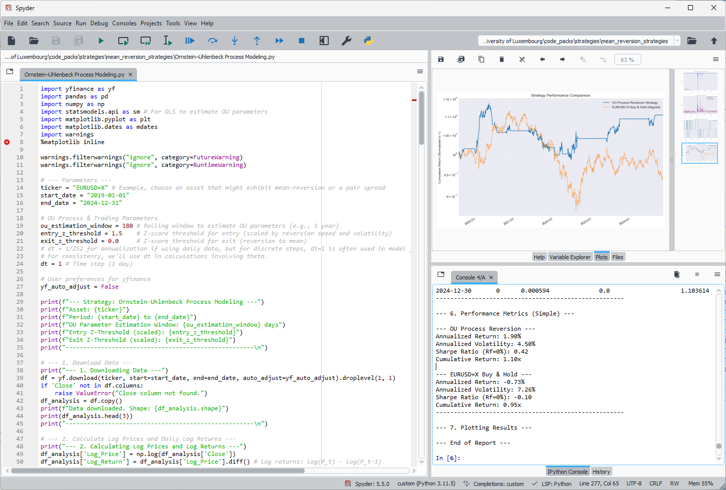How to configure and run a mean reversion strategy